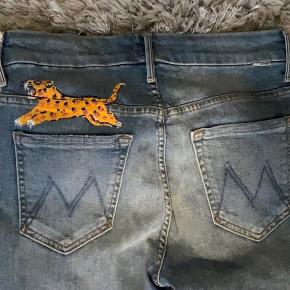 Mother Leopard Fray Ankle Jeans Size 28 - Picture 2 of 8